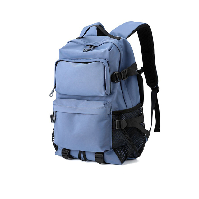 Multi-Pocket Nylon Laptop Backpack with Compression Straps for Work and Travel